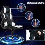 BestOffice PC Gaming Chair Ergonomic Office Chair Desk Chair with Lumbar Support Flip Up Arms Headrest PU Leather Executive High Back Computer Chair for Adults Women Men (White) 4