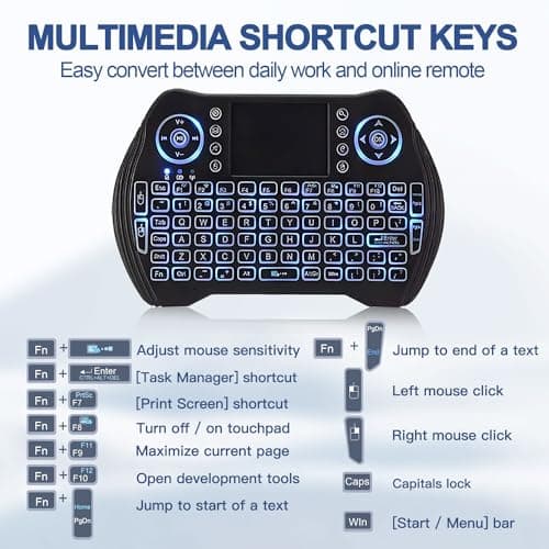 EASYTONE Backlit Mini Wireless Keyboard with Touchpad Mouse Combo Remote Control with Rechargeable Li-ion Battery and Multimedia Keys for Android TV Box HTPC PS3 Smart TV PC X-Box Linux Windows MacOS 5