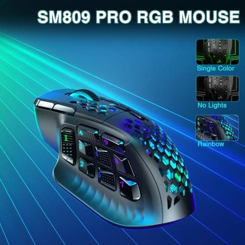 SOLAKAKA SM809 Pro Gaming Mouse with 9 Side Buttons,24000 DPI RGB Mouse for Gamer,16 Programmable Macros MMO Mouse,Black 5