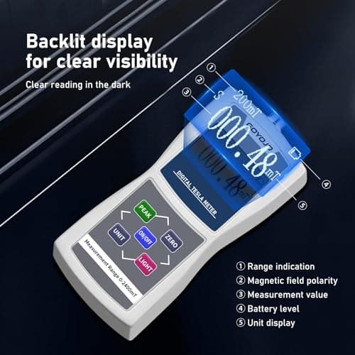 GOYOJO Digital Gauss Meter 0–2400mT, High Accuracy Magnetic Field Tester for DC Magnet Measurement, Permanent Magnets, Motors, Speakers, and Industrial Applications 3