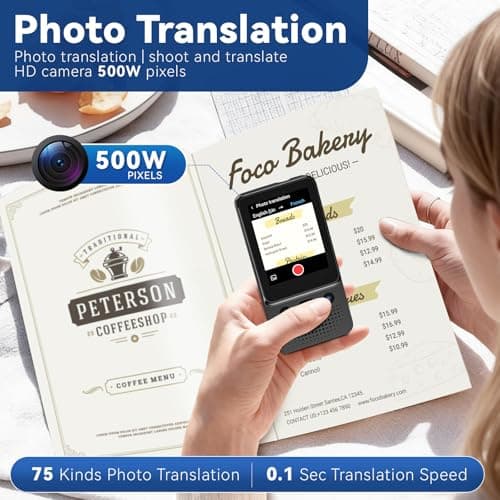 Ai Language Translator Device, 2025 Instant Voice Translator Device T21 Wi-Fi Available, Two-Way 138 Languages Ai Translator Offline Recording Photo Translation Device for Business Travel Study 4