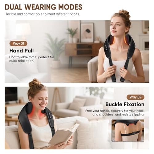 Hadrono Shiatsu Neck and Back Massager, Shoulder Massager for Pain Relief Deep Tissue, Cordless 4D Deep Tissue Kneading Massage Pillow with Heat for Neck, Back, Legs, Massager Gifts for Men Women 6