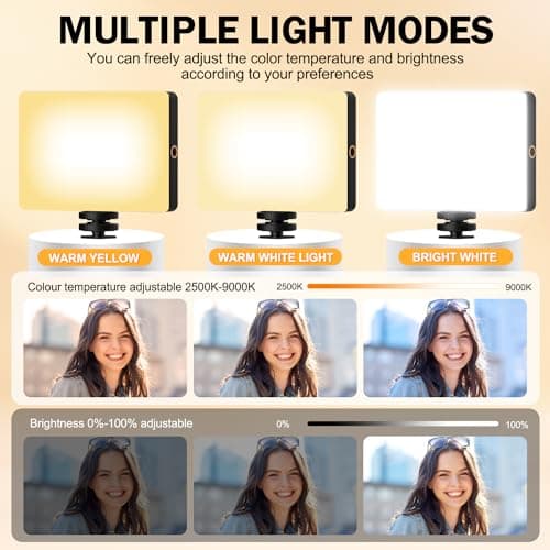 Singwil 120 LED Selfie Light for iPhone, Portable Phone Light with Clip & Camera Tripod Adapter - 5000mAh Rechargeable, 3 Lighting Modes, CRI 97+ for Video Recording, TikTok, Tripod Mount Rings 3