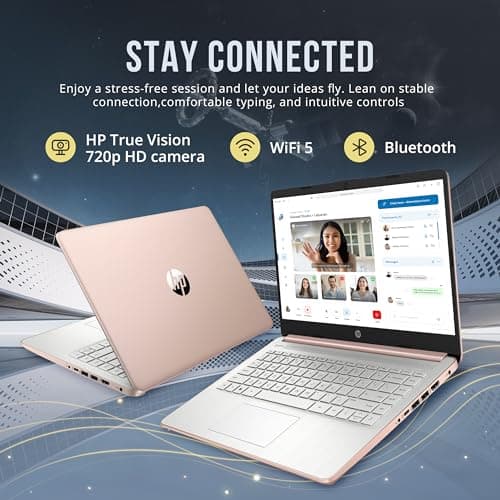 HP Stream 14" HD BrightView Laptop, Intel Processor N150, 16GB RAM, 416GB Storage (128GB eMMC + 288GB Docking Station Set), Intel UHD Graphics, 720p Camera, Wi-Fi, 1 Year Office 365, Win 11 S, Gold 6