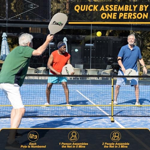 Portable Pickleball Net Set, 22FT Regulation Size 18-Ply PE Pickleball Net,Carry Bag, Weather Resistant Steady Metal Frame Easy Setup for Outdoor Indoor Driveway 5