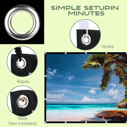 AAJK Projector Screen 150 inch, Washable Projector Screen 16:9 Foldable Anti-Crease Portable Projector Movies Screen for Home Theater Outdoor Indoor Support Double Sided Projection 4