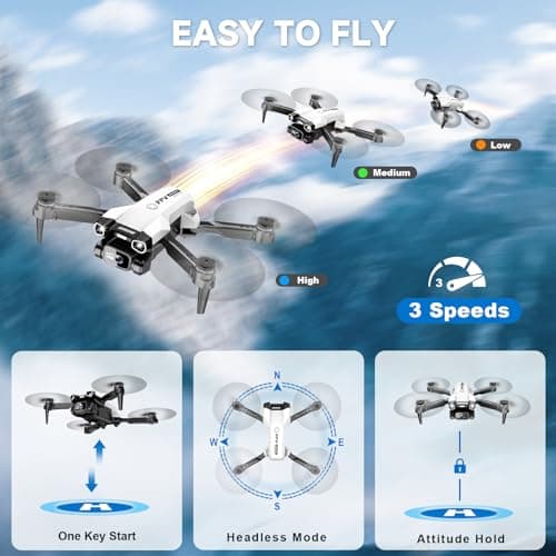 1080P Mini Drone with Camera, Drone for Beginners with Light, WiFi Transmission, One Key Start, Gestures Selfie, Waypoint Fly, 3D Flip, Headless Mode and App Control 3