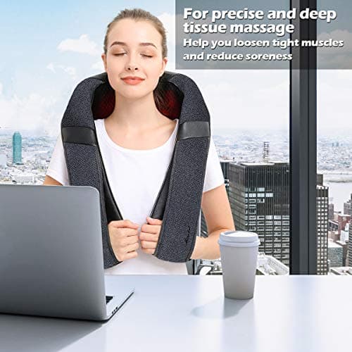 Mirakel Shiatsu Neck & Back Massager with Heat - Deep Tissue Neck, Back & Shoulder Pain Relief - Ergonomic Design Shoulder Massager, Electric Kneading Whole Body Massage Pillow Gifts for Women, Men 4