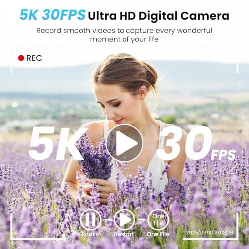 Digital Camera, 5K 80MP 3.5"+2" Dual Screen Cameras for Photography Autofocus, 18X Digital Zoom Vlogging Camera for YouTube, Travel, Beginners, Include 64GB Card and 2 Batteries, Black 2