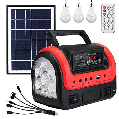 Solar Generator,Portable Power Station with Solar Panel Included,LiFePO4 Battery Mini Portable Generator with DC/USB Outlets,Quiet Generators LED Flashlight for Home Use, Camping(Red)