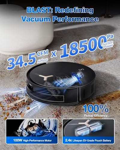 ECOVACS DEEBOT T50 MAX PRO Omni Robot Vacuum and Mop, 18,500Pa Blast Suction, 18mm Auto-Lift, ZeroTangle &TruEdge 2.0, AIVI 3.0 Obstacle Avoidance, Auto Hot Water Mop Wash/Dry/Refill, Self-Emptying 2