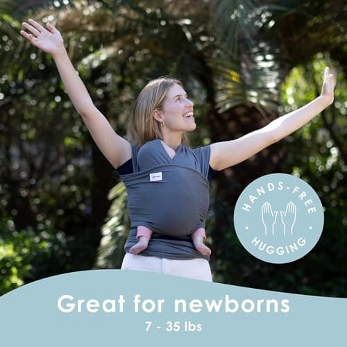 Sleepy Wrap Stretchy Ergonomic Baby Carrier Sling for Newborns to Toddlers - Hands-Free Lightweight Baby Wrap 7-35 lbs (Dark Gray) 3