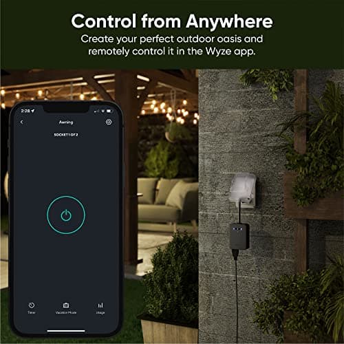 Wyze Plug Outdoor, Dual Outlets Energy Monitoring, IP64, 2.4GHz WiFi Smart Plug, Works with Alexa, Google Assistant, IFTTT, No Hub Required, Black 3
