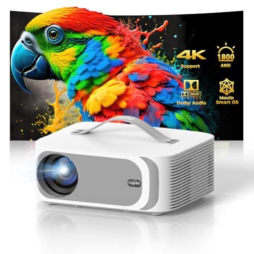 [AI Movin 2.0 System/1500 ANSI/Auto Focus] Outdoor-Projector with WiFi and Bluetooth, Portable-Projector 30W DoIby Audio APPS Built-in, Lisowod 4K Support Smart Proyector with HDR10+ 2025 Upgraded
