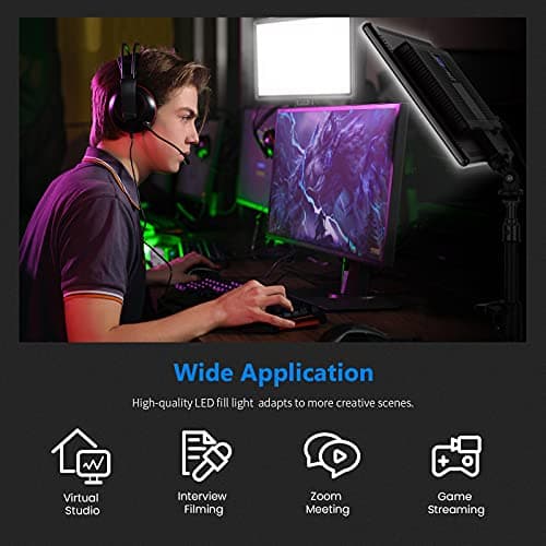 Neewer 13" Led Video Light Panel Kit, 2 Pack Dimmable Bi Color Soft Key Lighting with Tripod Stand, 8000mAh Battery, 3200~5600K CRI97+ 2400Lux for Game/Streaming/YouTube Recording/Studio Photography 4
