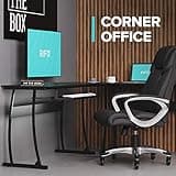 RIF6 L Shaped Modern Computer Home Office Gaming Desk with Keyboard Tray and Cable Management, Easy Assembly, Black 3