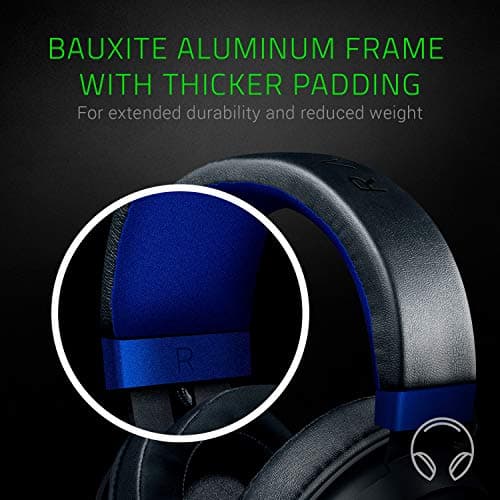 Razer Kraken Gaming Headset: Lightweight Aluminum Frame - Retractable Noise Isolating Microphone - for PC, PS4, PS5, Switch, Xbox One, Xbox Series X & S, Mobile - 3.5 mm Headphone Jack - Black/Blue 4