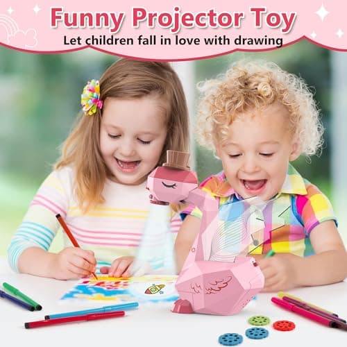 MFEESYOB Drawing Projector for Kids, Tracing and Drawing Projector for Kids with Cute Swan Look, Smart Art Sketcher Projector with 96 Stencils, Toddler Toys for Girls Boys 3+, Pink 2