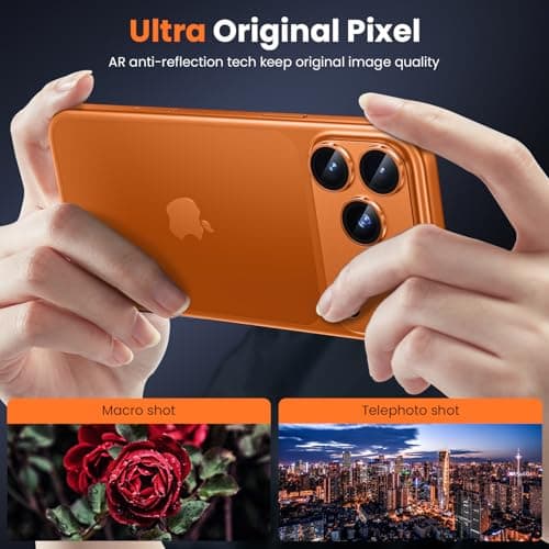 WSKEN for iPhone 17 Pro Max Camera Lens Protector - [Military Grade Shatterproof] [Strong Adhesion] Metal Aluminum Alloy Tempered Glass Camera Screen Protector, Orange Titanium 2