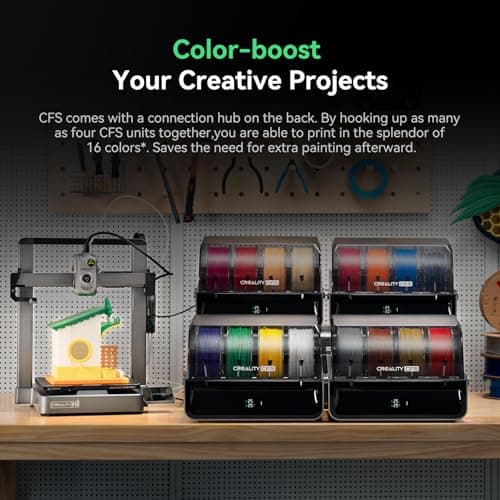Creality Hi Combo (A) 3D Printer, Multi Color 3D Printer with CFS, 500mm/s High Speed Auto-Leveling Automatic Filament Reading Clog-Free Extruder 95% Pre-Assemble All-Metal Body 10.24×10.24×11.81inch 3