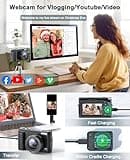 4K Digital Camera for Photography and Video, Autofocus Anti-Shake 48MP Vlogging Camera for YouTube, 3'' 180°Flip Screen Camera with Flash 16X Zoom, Digital Camera with 32GB Card Battery Charger Black 5