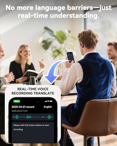AI Translation Earbuds Real Time, 164 Languages & Accents, Translator Earbuds 90H Playtime, Translation Headphone LED Display Audifonos Traductores Inglés Español for Travel Business Meeting, Black 4
