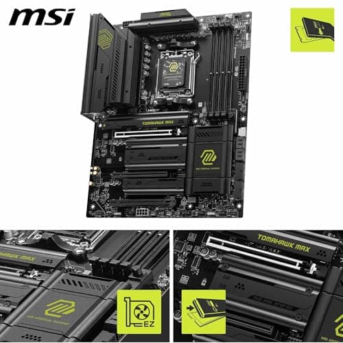 MSI MAG B850 Tomahawk MAX WiFi Motherboard, ATX - Supports AMD Ryzen 9000/8000 / 7000 Processors, AM5-80A SPS VRM, DDR5 Memory Boost 8400+ MT/s (OC), PCIe 5.0 x16, M.2 Gen5, Wi-Fi 7, 5G LAN 3