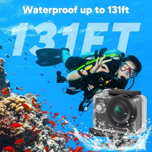 AKASO EK7000 4K30FPS 20MP WiFi Action Camera with EIS Ultra HD 131FT Waterproof Underwater Camera Remote Control 4X Zoom Support External Microphone Black 4