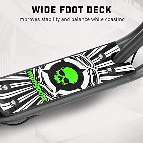 Mongoose Expo Scooter, Ages 6+, 12-Inch Air-Filled Wheels, BMX-Style Handlebars, Steel Frame, Wide Foot Deck, Axle Pegs, Freestyle Gyro Brake Rotor, Kick Scooter for Boys and Girls 4