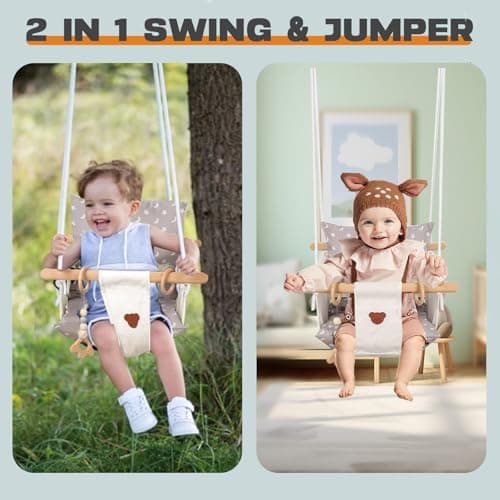 Baby Swing with Stand, Swing Set for Infant, Outdoor Indoor Swing Set with Canvas Cushion Seat (White) 2