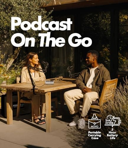 Movo Portable Podcast Equipment Bundle for iPhone/Android Phones- Podcast Kit with Audio Interface, 2 CastMic Dynamic Mics, 2 Headphones, 2 Boom Arms - for Smartphones, Computers, PC and Mac 4