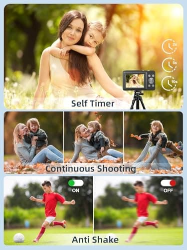 Small Digital Camera FHD 1080P, Point and Shoot Camera with 32GB SD Card, Two Batteries,16X Zoom Gift for Teens Kids Boys Girls, Black 4