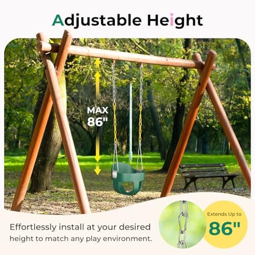 DECORLIFE Toddler Swing, Baby Swing Outdoor –High Back Full Bucket Swing Set, 330lb Capacity, Safety Design, Plastic-Coated Chains and Quick-Snap Carabiners for Backyard, Playground 5