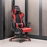 Homall Gaming Chair, Office Chair High Back Computer Chair Leather Desk Chair Racing Executive Ergonomic Adjustable Swivel Task Chair with Headrest and Lumbar Support (Red) 5