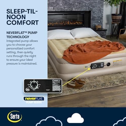 Serta Raised Air Mattress with Never Flat Pump | Size: Queen 18" | Luxury Inflatable Mattress - Built in Air Pump to Ensure a Good Night’s Rest | Heavy Duty Blow Up Mattress with Self Inflating Pump 2