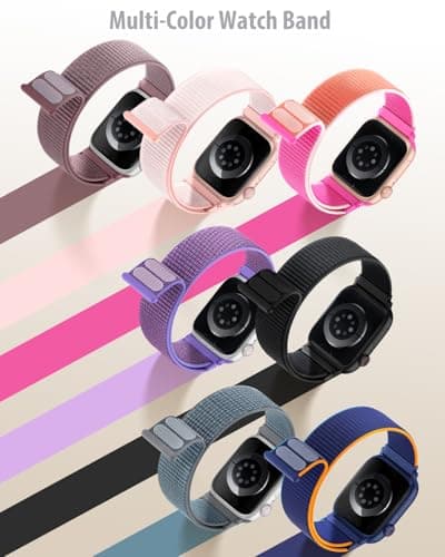 Nylon Loop Sport Band Compatible with Apple Watch Bands 44mm 45mm 46mm 49mm 42mm for Women Men, iWatch Wrist Straps for Ultra 3 2, Se, Series 11 10 9 8 7, Breathable, Soft Band Ideal for Outdoor 5