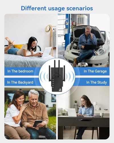 WiFi Extender with 4 Antennas 1200Mbps - Dual Band 5GHz/2.4GHz, WiFi Extender Signal Booster with 3 Modes Support, WiFi Repeater with 12880 Sq.ft 105 Devices, Easy Set Up for Home 4