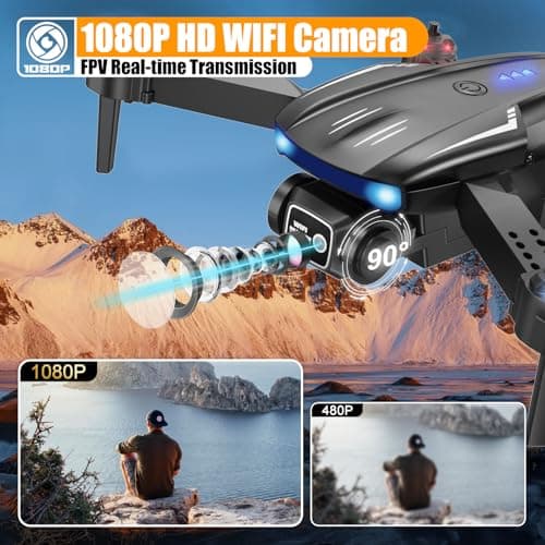 X-shop Drone with 1080P Camera for Kids Adults, Foldable RC Quadcopter with One Key Take Off/Land, Gesture Selfie, 3D Flip, 2 Batteries, Carrying Case, Toy Gift for Beginners 2