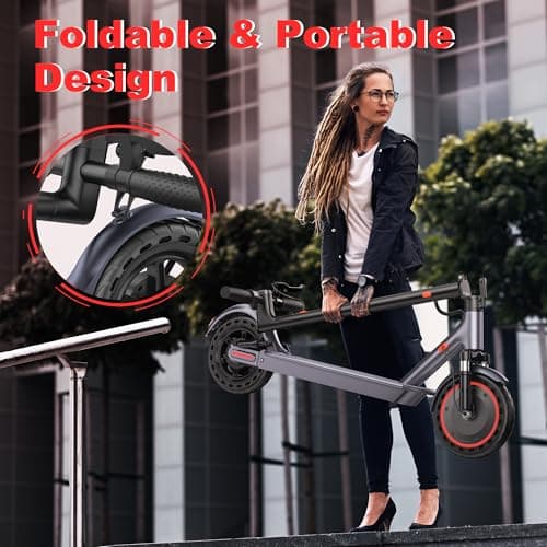 Maxshot Electric Scooter, 8.5" /10" /14" Tire, 16/19/22 Mph Top Speed, 12/16/21/27/28/49/50 Miles Long Range, Folding Escooter for Adults and Kids with Seat Bag, Dual Braking, Dual Suspension, App 5
