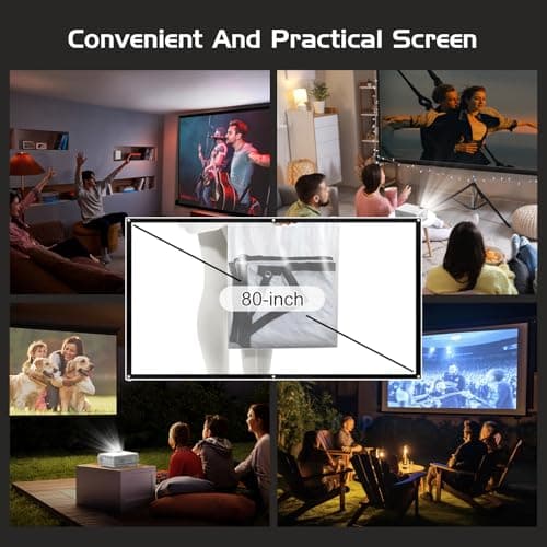 PANSEBA 1080P Mini Projector with Screen, Portable Home Theater Movie Projector with Two-Way Bluetooth, HDMI/USB Input for Smartphone/TV Stick, Ideal for Indoor & Outdoor Use 2