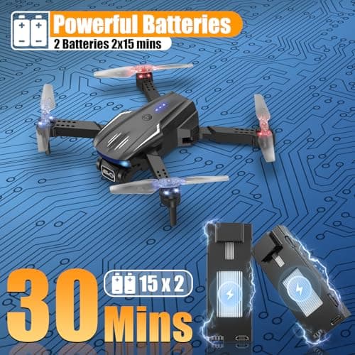 X-shop Drone with 1080P Camera for Kids Adults, Foldable RC Quadcopter with One Key Take Off/Land, Gesture Selfie, 3D Flip, 2 Batteries, Carrying Case, Toy Gift for Beginners 3
