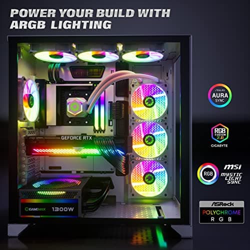 GAMEMAX 1300W Power Supply, ATX 3.0 & PCIE 5.0 Ready, 80+ Platinum Certified, Addressable RGB with 5V Motherboard Sync, 100% Japanese Capacitors, Fully Modular, RGB-1300 5