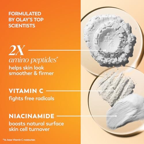Olay Vitamin C MAX Face Moisturizer, Brightening Cream for Women, Hydrating, Evens Tone, Dark Spot & Hyperpigmentation Reduction, Glowing Skin Care - Niaciniamide, Peptides 1.7 Oz 3