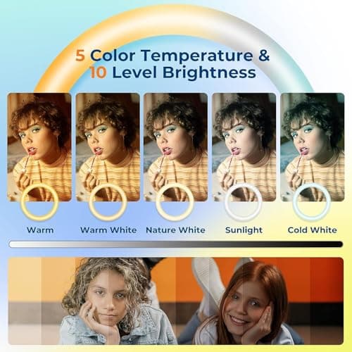 Aureday 14'' Selfie Ring Light with 62'' Tripod Stand and Phone Holder, Dimmable LED Phone Ringlight for Makeup/Video Recording/Photography, Circle Lighting for All Cell Phones&Lightweight Cameras 3