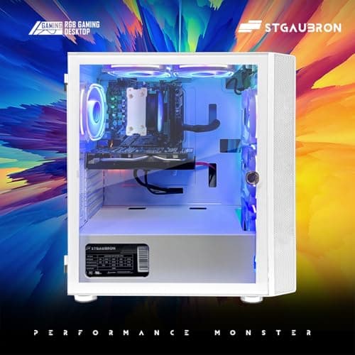 STGAubron Gaming PC Computer Desktop, AMD Ryzen 5 5500 up to 4.2GHz, GeForce RTX 2060 Super 8G,16G DDR4, 1T SSD, WiFi 6 5G & BT 5.2, RGB Fan x6, Windows 11 Home 2