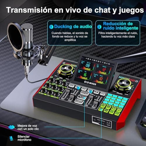 Podcast Equipment Bundle with 3.5mm Condenser Microphone for Pc/Phone Live Streaming Singing Gaming, Podcast Microphone Bundle with Live Sound Board Audio Mixer Denoise,DJ Sets 5