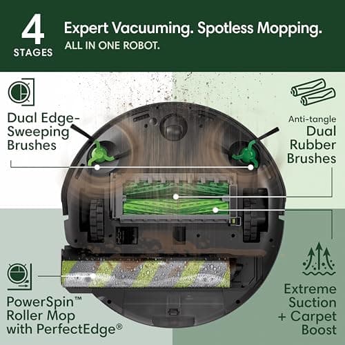 iRobot Roomba Max 705 Combo Robot Vacuum & Mop + AutoWash Dock – Extending Self-Cleaning Roller Mop, Retractable Mop Cover, Dual Brushes, Self-Empties, Heat-Washes & Dries, Avoids Obstacles, LiDAR 4