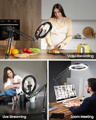 Upgrade Ring Light Overhead Camera Phone Mount for Desk, Evershop 10” Selfie Light with Stand Tripod for iPhone, Light with Phone Holder for Video Recording,Zoom Meeting,Live Streaming Tiktok,YouTube 3