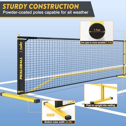 Portable Pickleball Net Set, 22FT Regulation Size 18-Ply PE Pickleball Net,Carry Bag, Weather Resistant Steady Metal Frame Easy Setup for Outdoor Indoor Driveway 4