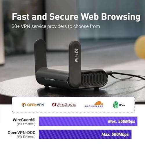 GL.iNet GL-AXT1800 (Slate AX) Portable Travel Router, Pocket Wi-Fi 6 Wireless Internet Router, Portable VPN Routers WiFi for Travel, Public Computer Routers, Business, Moblie/RV/Cruise/Plane 2